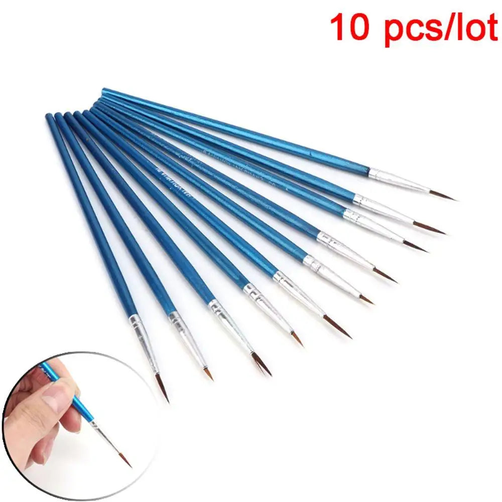 10Pcs Fine Hand Painted Thin Hook Line Pen Drawing Art Pen Nylon Brush Makeup Eyeliner Pen Detail Brush Cosmetics Art Supplies