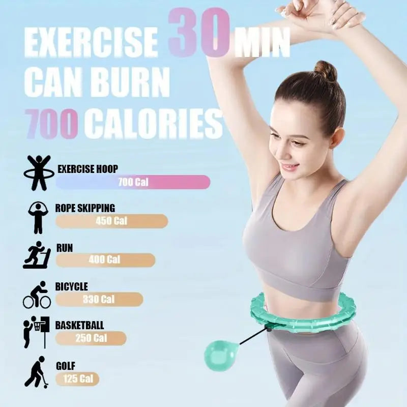 Smart Fitness Hoop Adults Weight Loss Massage Sport Hoops 24 Detachable Links 360° Non Dropping Plus Size