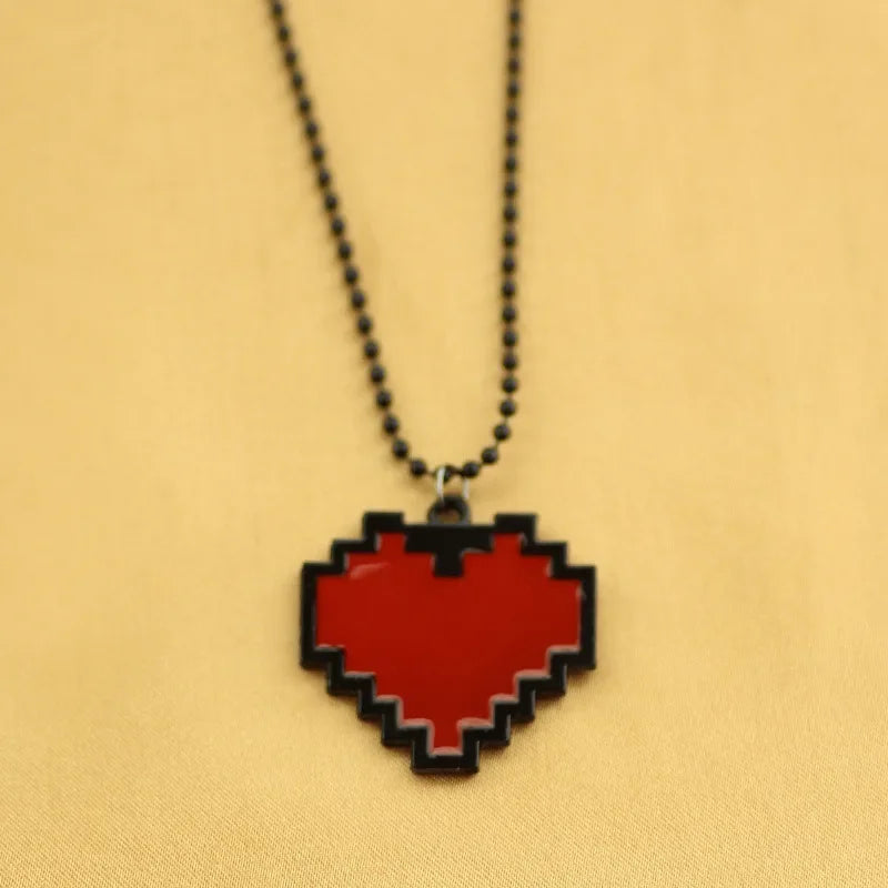 Game Undertale Necklace 3D Stereoscopic Pixel Heart Charm Necklace Cosplay Jewelry