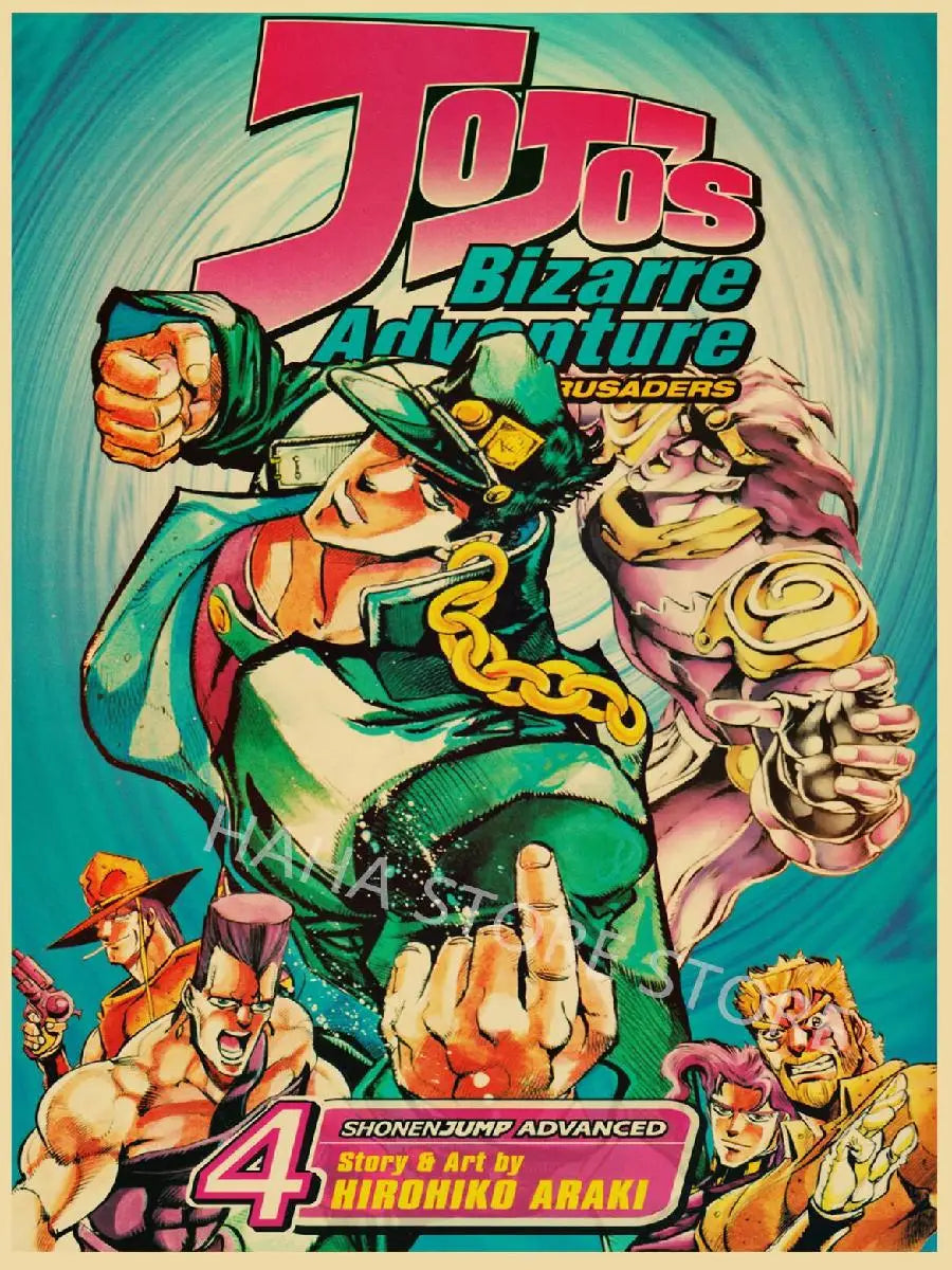JoJos Bizarre Adventure Retro Anime Poster  Kraft Paper Wall Art for Home Bar Cafe Movie Theater Decor  DIY Vintage Print for Un