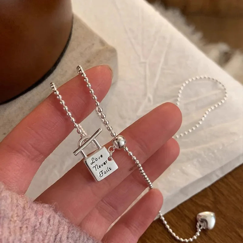925 Sterling Silver Necklace Heart Pendant Love Adjustable Choker Elegant for Women Girl Jewelry Gift Dropshipping Wholesale