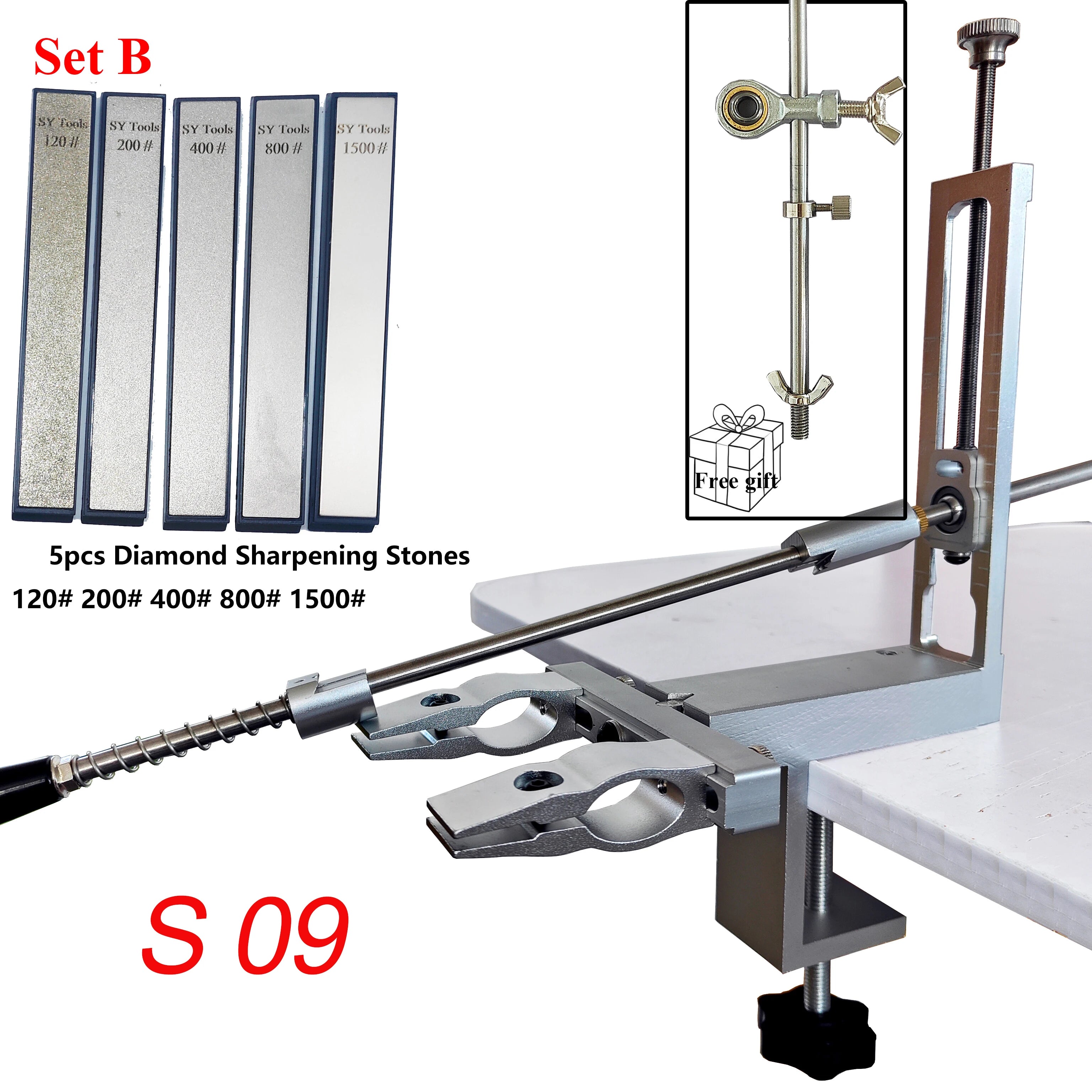 S09 New Design Professional Fixed Angle Apex Knife Sharpener Kitchen Knife tools Knife Sharpening System with diamond stones Set