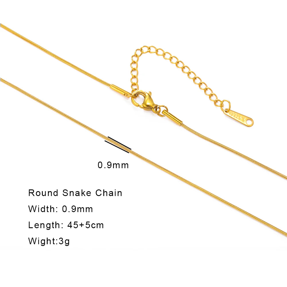 Skyrim Stainless Steel Gold Color Chain Necklace Women Minimalist Cuban Paperclip Twisted Snake Chain Fashion Jewelry Wholesale