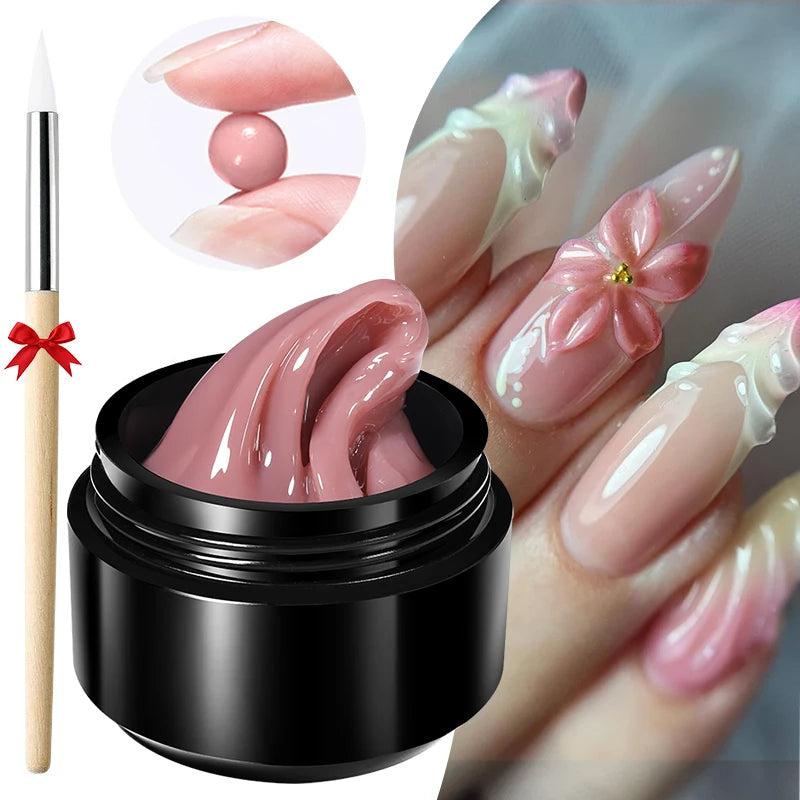 BORN PRETTY 15ml Clear Non Stick Hand Extension Gel 3D Shaping Sculpting Carving Nail Art Solid Hard Gel for Fake Nail