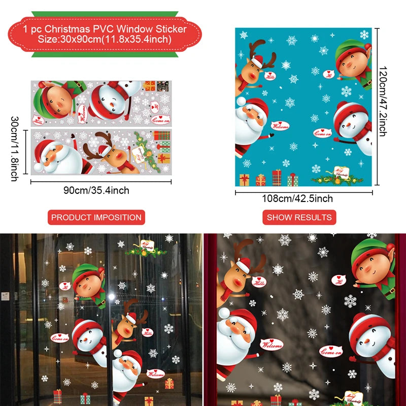 Christmas Window Stickers Christmas Wall Sticker Kids Room Wall Decals Merry Christmas Decorations For Home New Year Stickers