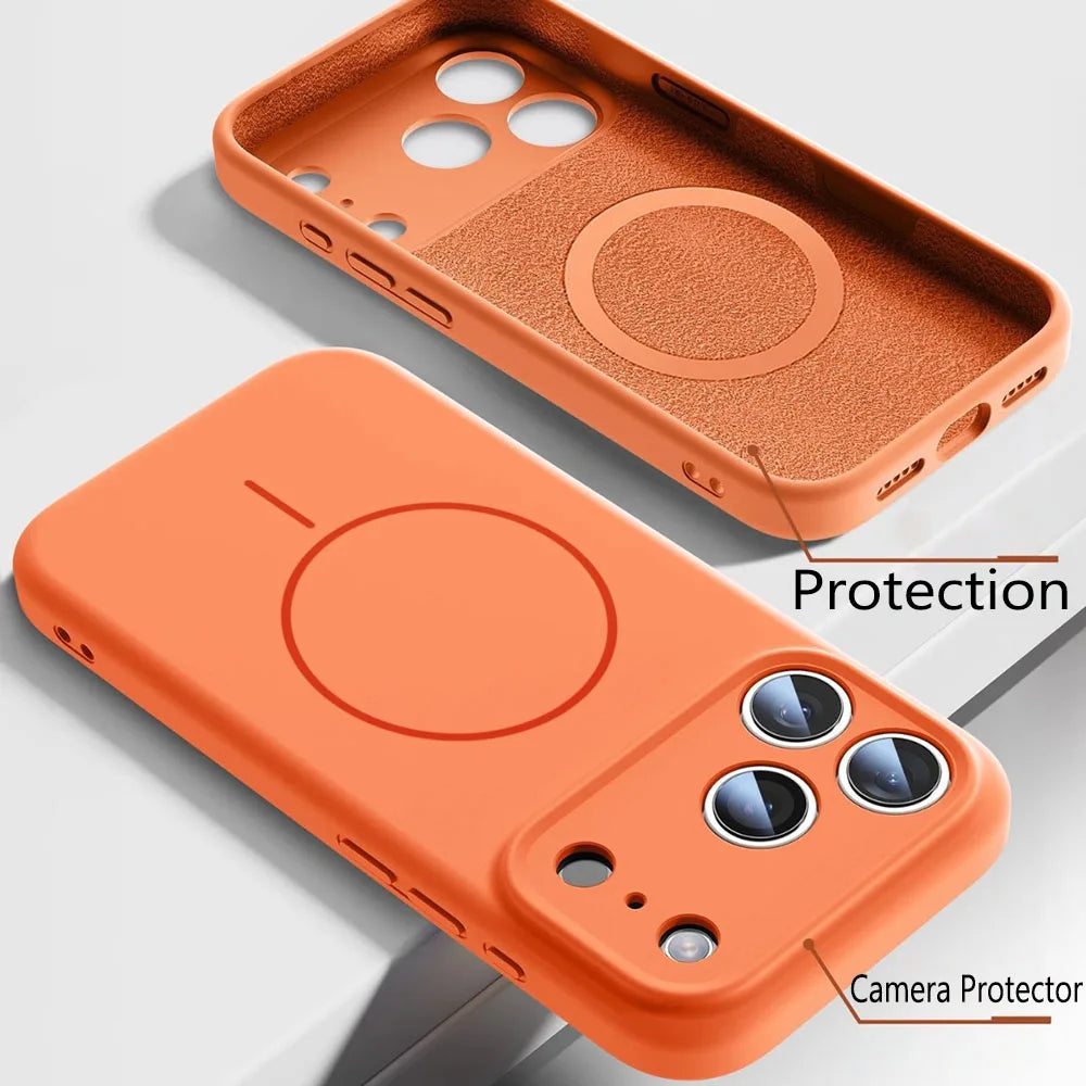 For Magsafe Liquid Silicone Phone Cases For iPhone 17 16 15 14 13 12 Pro Max 16 Plus Air Case Magnetic Wireless Charging Cover