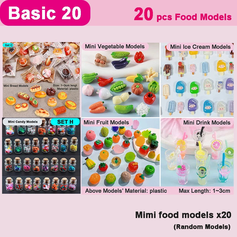 DIY Miniature Doll House Refrigerator Food Toy Simulative Fridge Microwave Oven Kitchen Utensils For Girls Kids Christmas Gifts