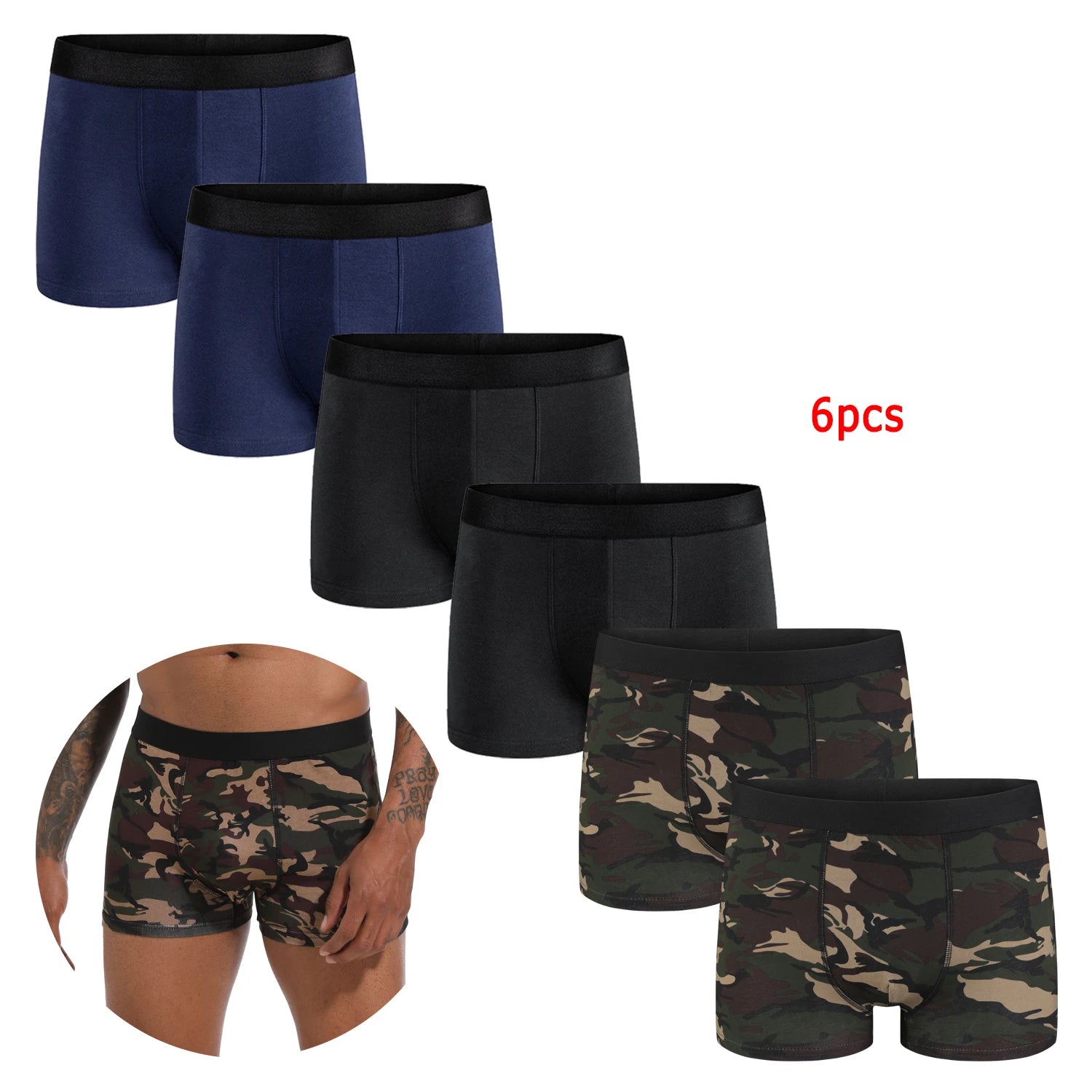 6pcs Pack 2024 Men Panties Cotton Underwear Male Brand Boxer And Underpants For Homme Luxury Set Shorts Box Slip Kit