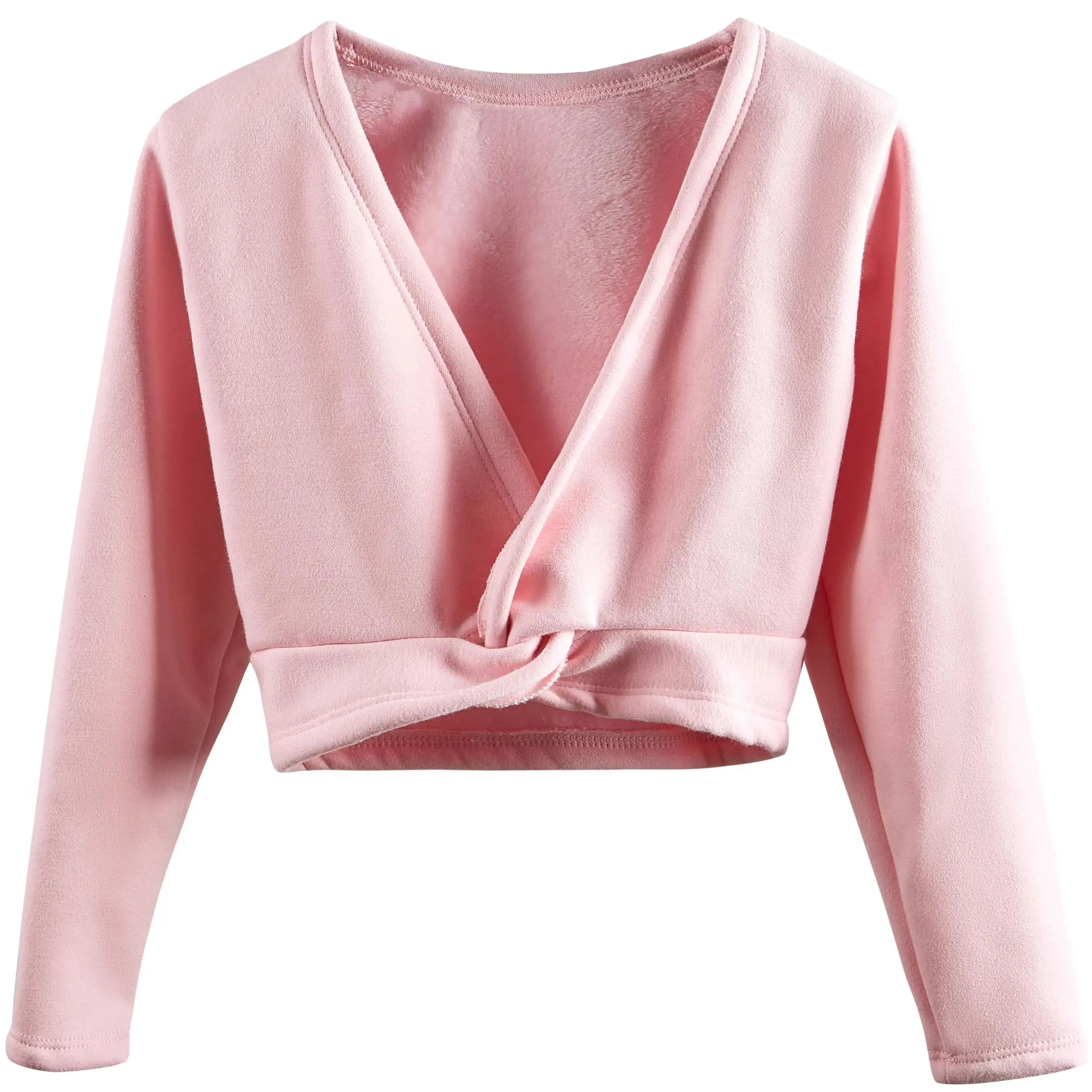 Girls Ballet Wrap Tops Kid Long Sleeve Dance Sweater Velvet Inner Classic V-neck Pullover for Gymnastic Dance Wrap Cardigan Tops