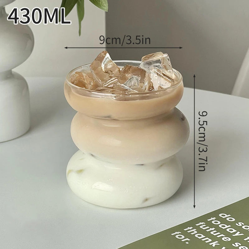 Transparant Drinking Glass Cup Creative Wave Shape Iced Coffee Tumbler Cup Juice Milk Tea Mug Drinkware Water Glasses Ripple Mug