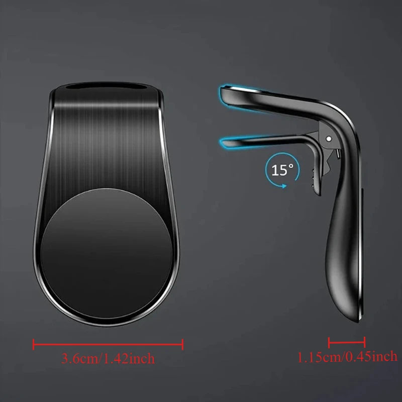Magnetic Car Phone Bracket Breathable Clip Bracket Rotating Mobile Phone GPS Bracket Car Air Outlet L Bracket Car Phone Holder