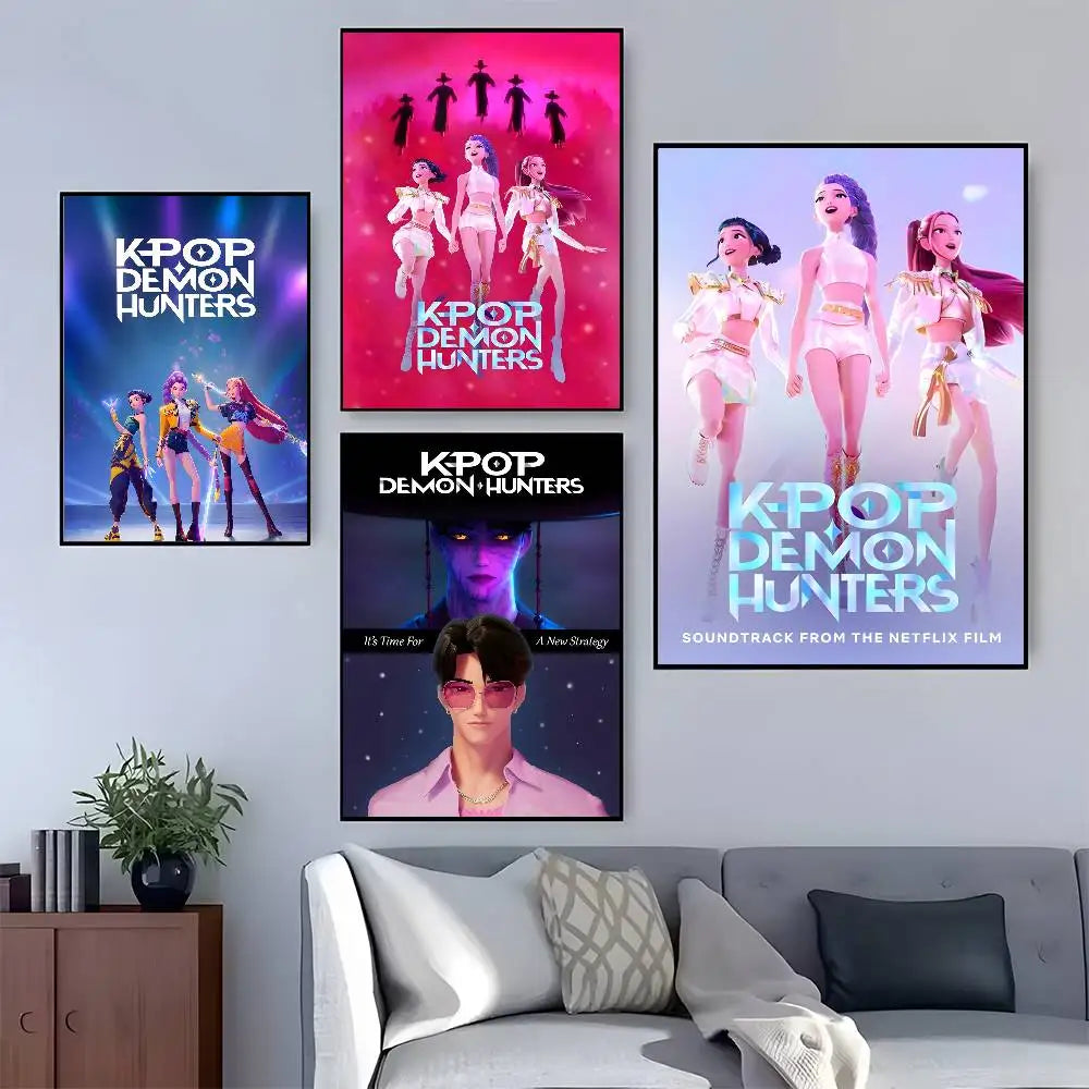 Demon H-Hunters kpop new group Poster HD home decor sticky wall waterproof home living room bar aesthetic decor
