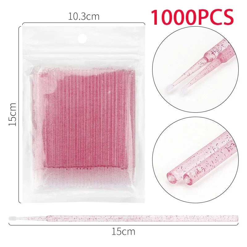 500/1000PCS Eyelash Cleaning Brush Highly Colorful Crystal Brush Eyelash Micro Brush Beauty Makeup Clean Remover Tool Wholesaler