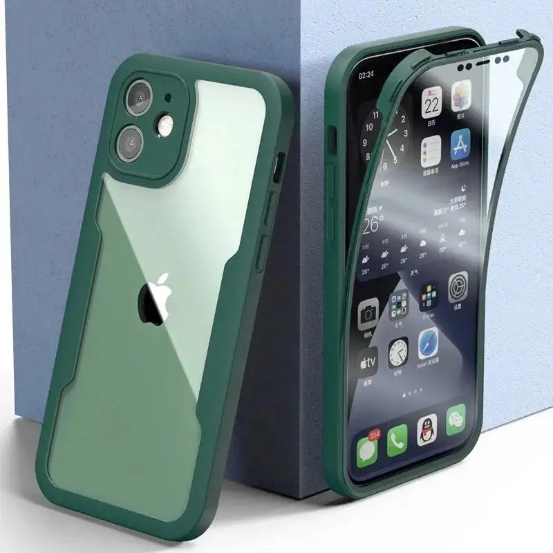 360 Full Body Front+Back Clear Case For iPhone 16 15 14 13 11 12 Pro Max XS X XR 7 8 Plus SE 2022 Silicone  Shockproof Cover
