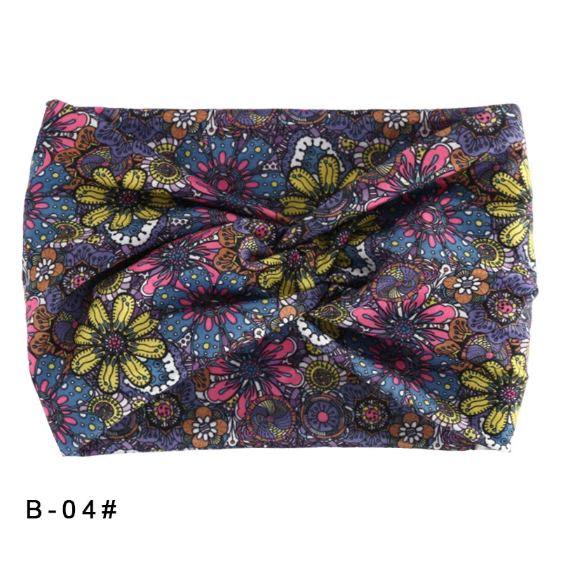 Printed Wide Elastic Headband Pilates Yoga  Running Cycling Hairband Turban Makeup Hair Hoop Makeup Headwrap for Women Girl
