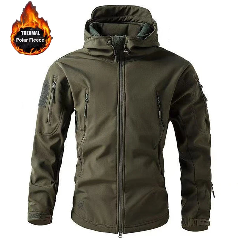 Men's Winter Autumn Softshell Fleece Jackets Windproof Outdoor Fishing Hiking Hunting Thermal Camping Cargo Coats Warm M-5XL