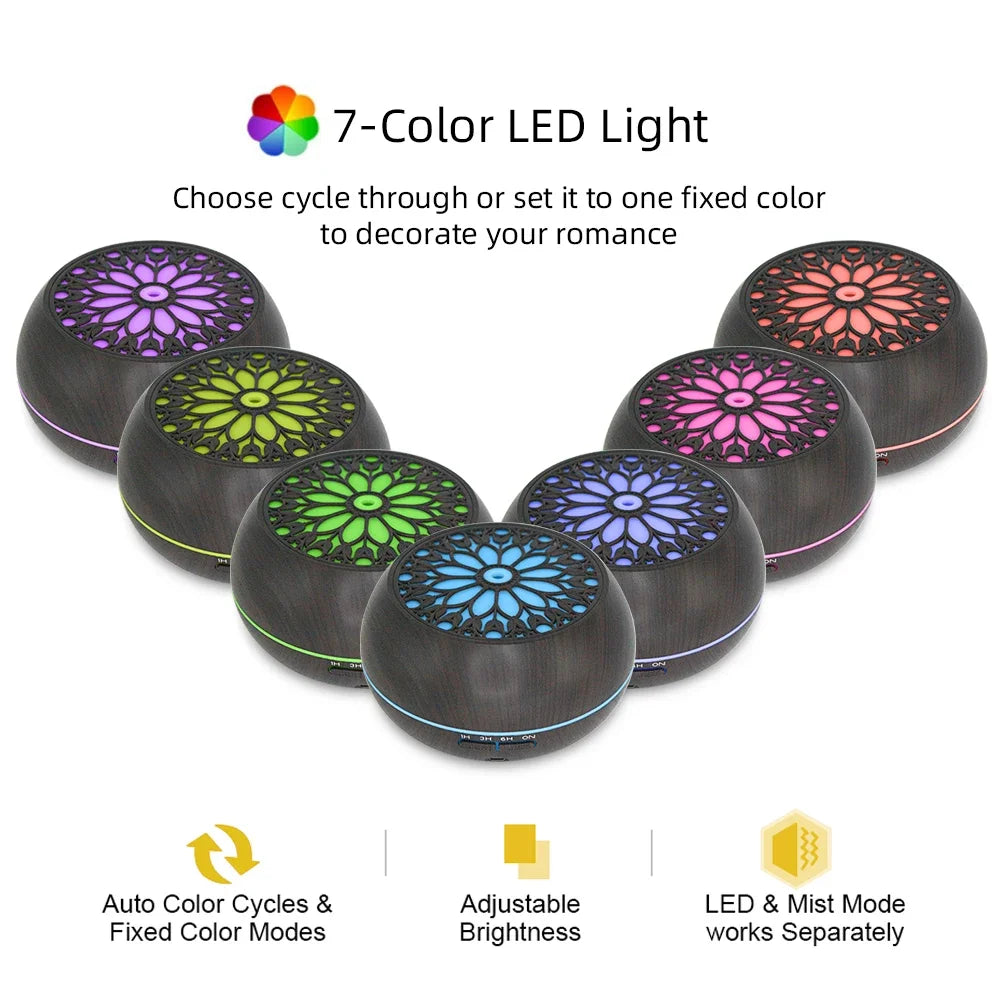 Home & Office Aromatherapy Diffuser  550ml, 6 Oils, Soundwave, Remote, 7 Colors