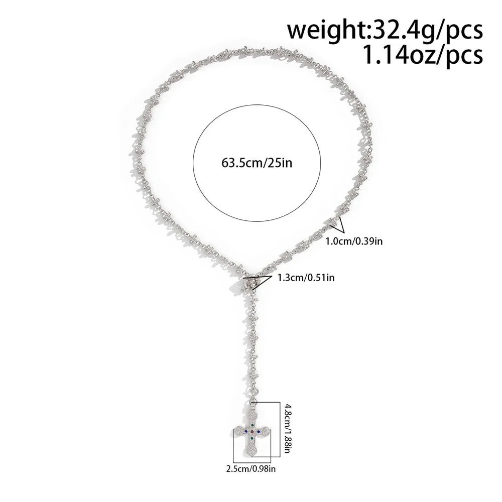 Shiny Cross Pendant Necklace for Women Fashion Daisy Molecule Chain Necklace Bracelet Statement Y2K Ins Party Jewelry Gifts 2024