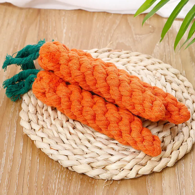 1Pcs Carrot Dog Bite Rope Pet Dog Toys Safe Durable Braided Bite Dog Chew Toys Resistant Puppy Molar Cleaning Teeth Cotton Rope