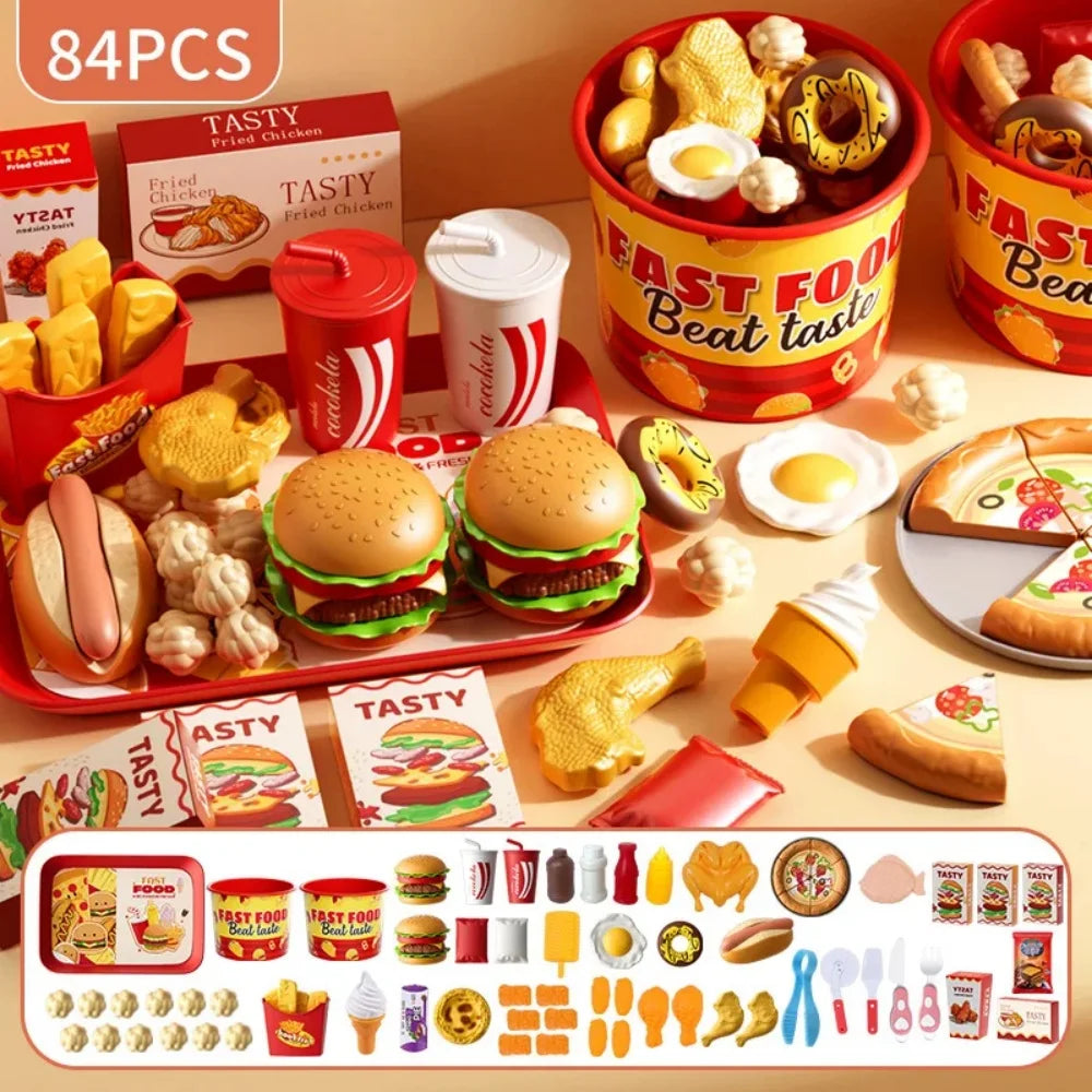 Children Pretend Play Kitchen Toys Sets Simulation Dessert Bread Food Cooking Games Play House Party Activities Games Girl Toys