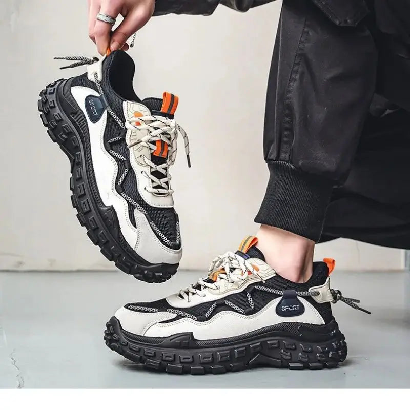 Versatile Sports Casual Running Shoes for Men Breathable Mesh Thick-Soled Tires Trendy Dad Sneakers