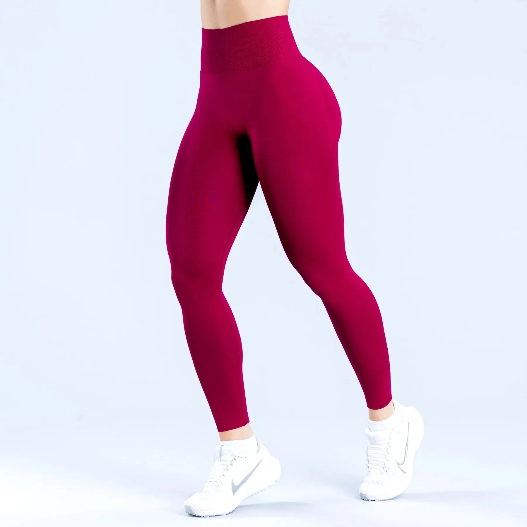 D LOGO Im-pact pleated waist seamless sports fitness pants thin legs breathable quick-drying