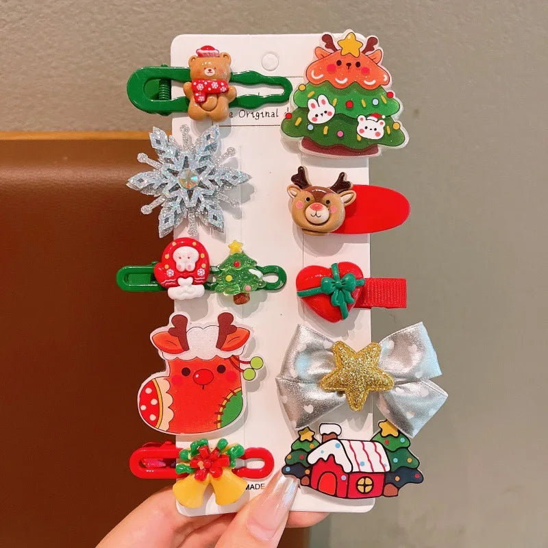 Christmas cartoon hair clip for kids; cute bangs side clip; Santa Claus duck mouth clip; little girl side clip.