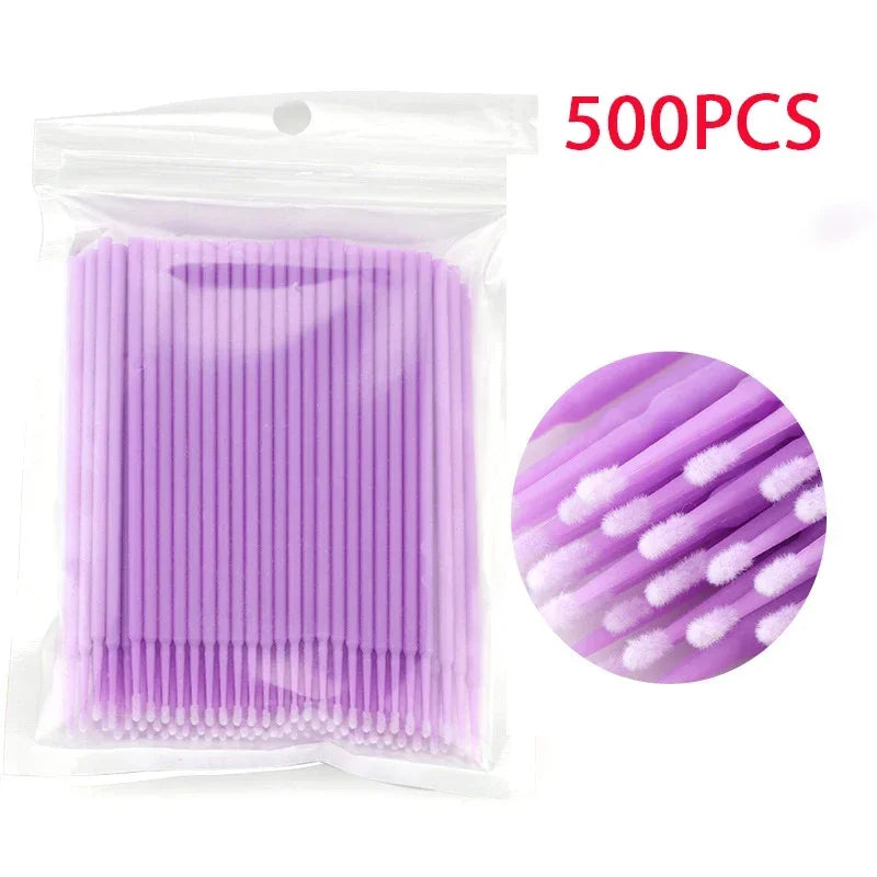 500/1000PCS Eyelash Cleaning Brush Highly Colorful Crystal Brush Eyelash Micro Brush Beauty Makeup Clean Remover Tool Wholesaler
