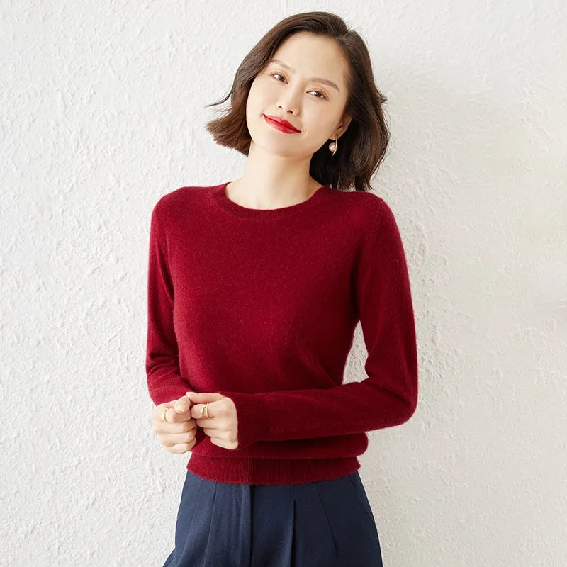 Autumn And Winter Cashmere Sweater Women's Crew Neck Pullover Casual Knitted Top Women's Short Undercoat Fashion 18 Colors