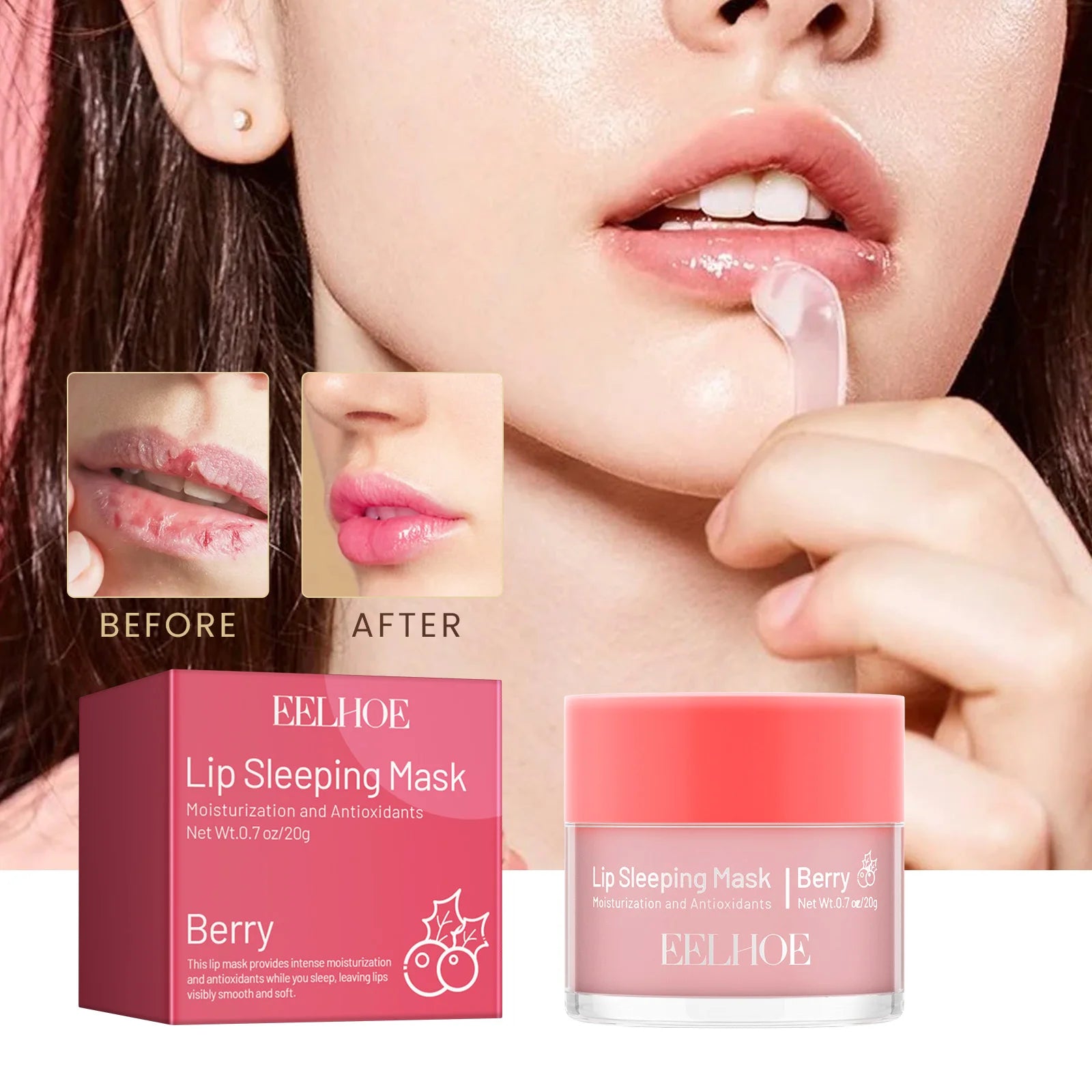 Overnight Lip Sleeping Mask, Hydrating Lip Treatment for Dry Chapped Lips, Exfoliating & Plumping Lip Care