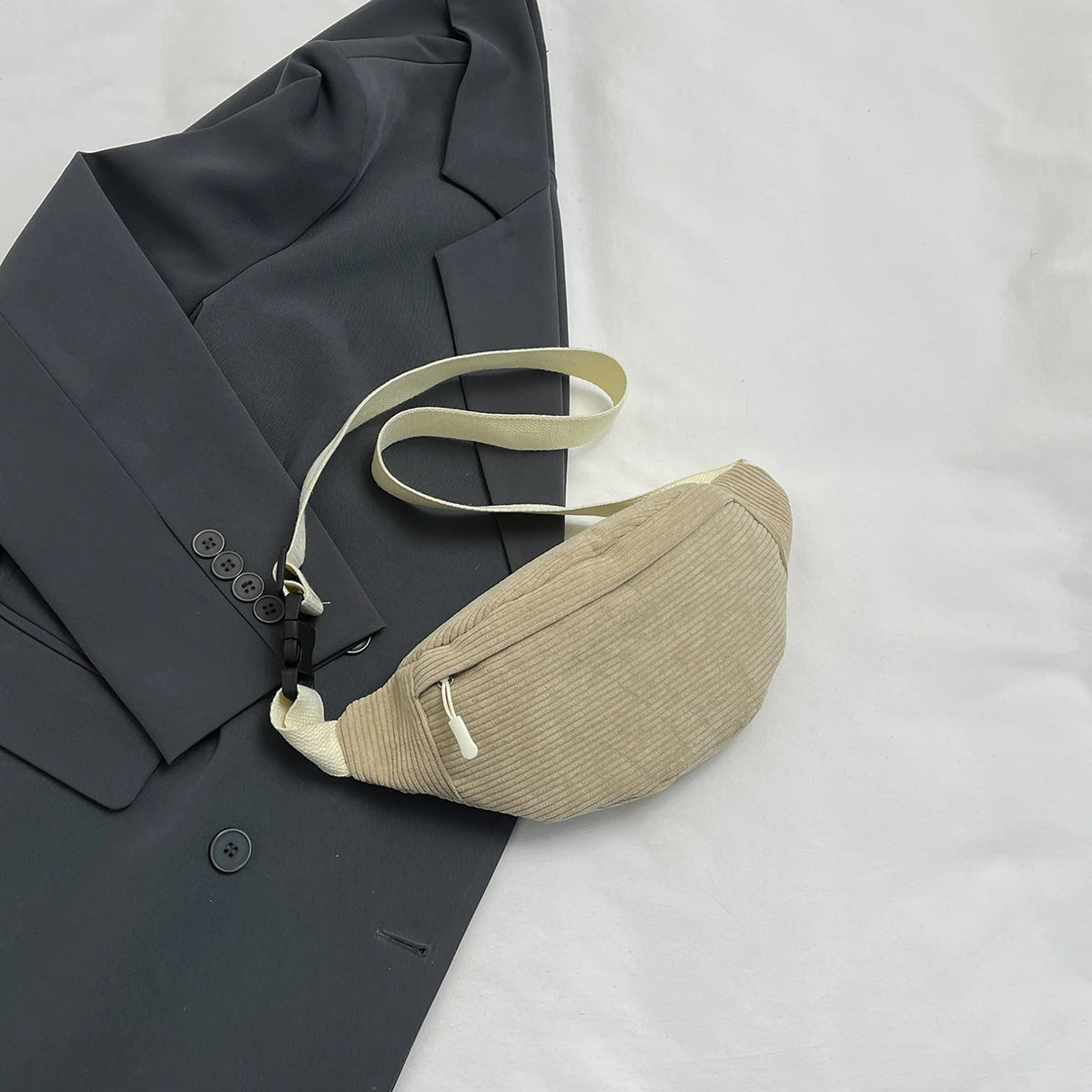 Casual Corduroy Belt Bags for Women Fashion Fanny Pack Female Banana Waist Bag Hip Purse Shoulder Crossbody Chest Bag Pocket