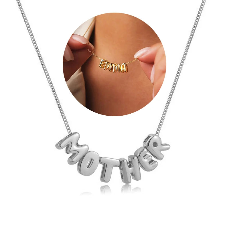 Bubble Letter Necklaces Custom 3D Bubble Letters Balloon Name Necklaces for Women Girls 18K Gold Name Personalized Jewelry Gift