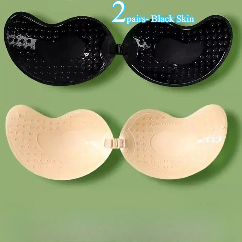 Invisible Push Up Bra for Women Backless Strapless Bra Seamless Front Closure Bralette Underwear Silicone Self-Adhesive Bra Pad
