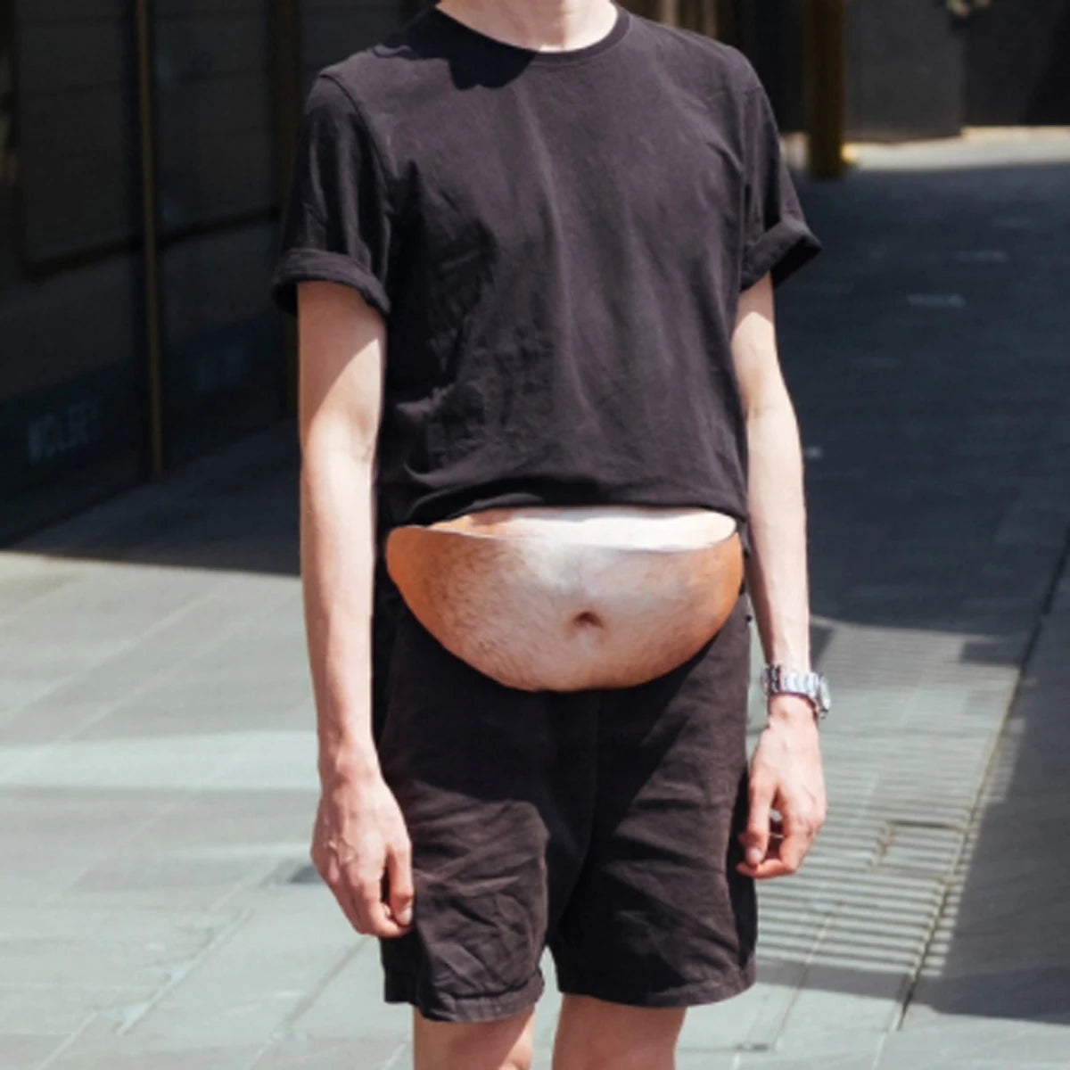 Creative and weird fat belly Fanny pack anti-harassment beer belly Fanny pack pu belly leather Fanny pack