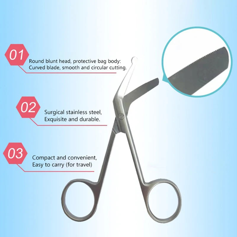 Ostomy Bags Scissors Round Head Curved Design For Prevent Puncturing Of The Bag Body Medical Scissors Stoma Care Accessories