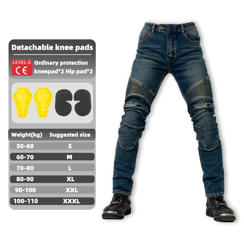 Men Winter Motorcycle Jeans Motocross Blue Pants Racing Protective Gear Rider Pants Anti-fall New Outdoor Riding Motos Trousers