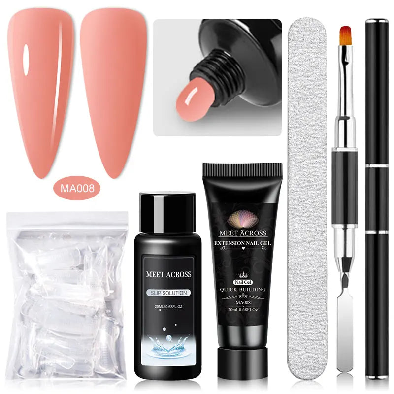 MEET ACROSS 5PCS/SET Extension Gel For Nails Finger Extension Gel Manicure Slip Solution Acrylic Nail Art Varnish DIY Tool