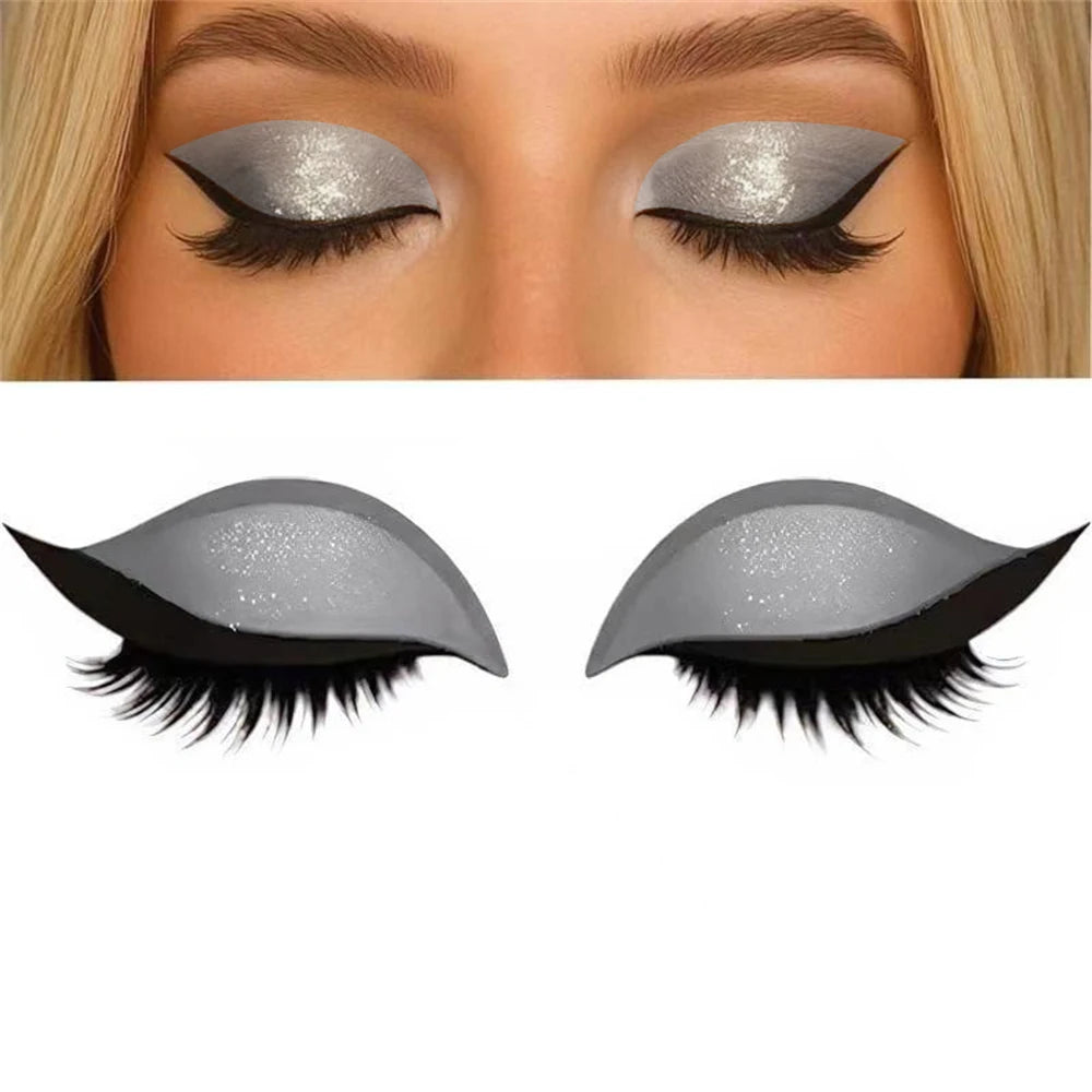 Reusable 1 Pair Lazy Eye Shadow Eyelash Patch 2-In-1 Eye Makeup Sticker With False Lashes & Shadow Waterproof Cosmetic Tools