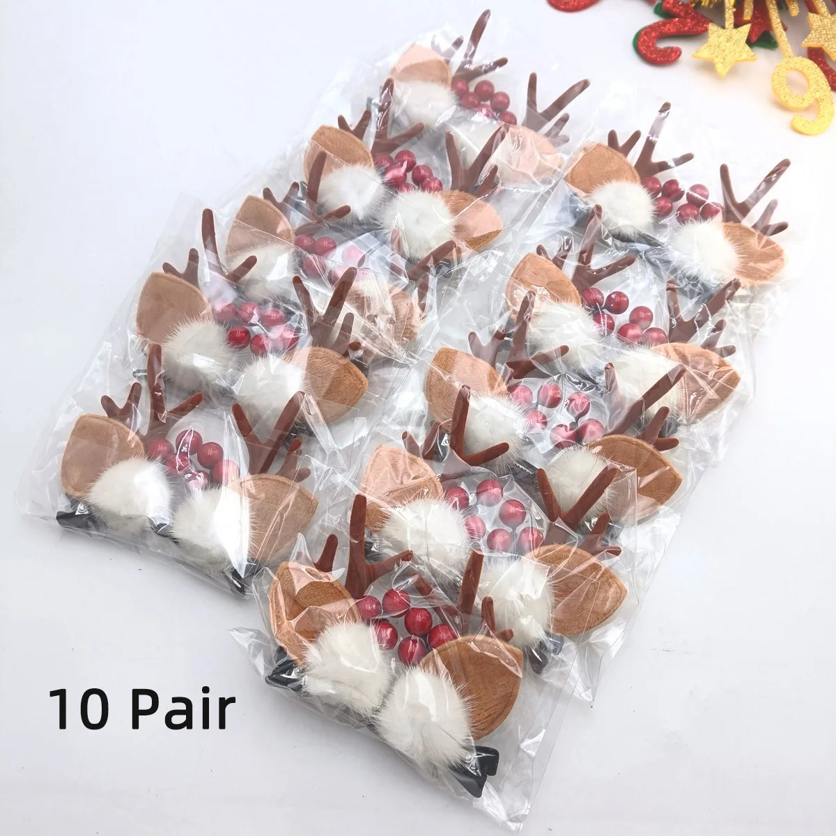 2/4/6/10 Pairs Christmas Elk Ear Hair Clip Women Girl Santa Snowman Hairpin Xmas Party Barrettes For Kids Cosplay Headwear