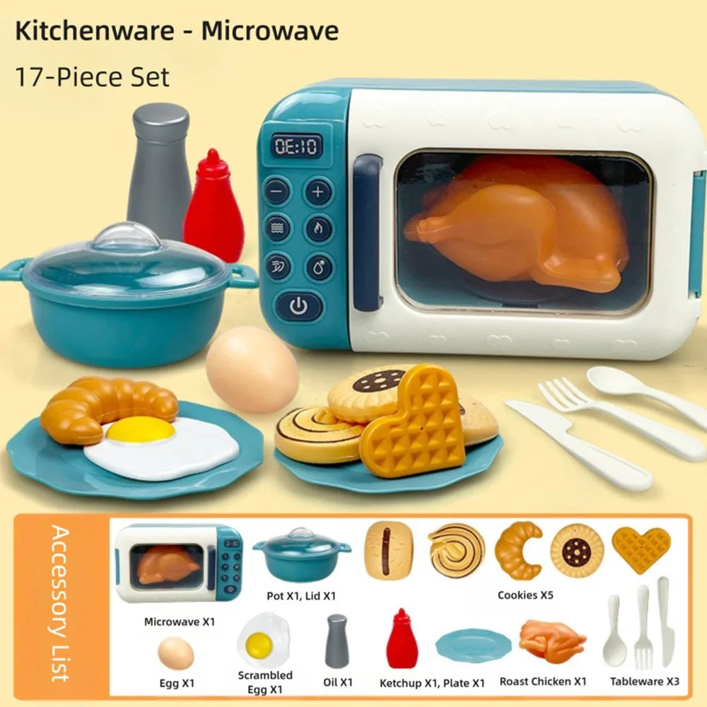 Multicolor Kids Cooking Playset Microwave Plastic Baking Playset Simulation Design Gas Stove Playing House Kitchen Toy Toy