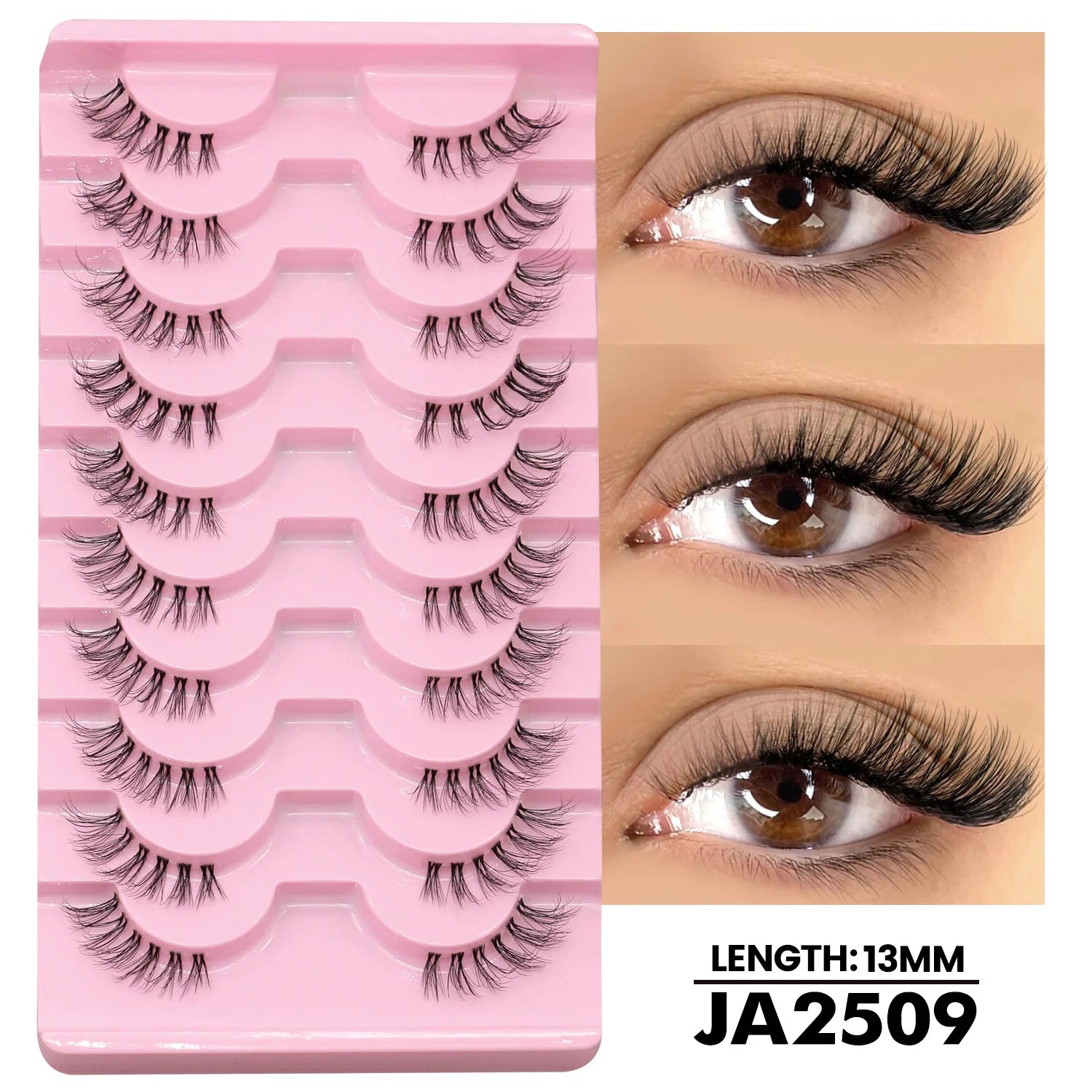 GROINNEYA Two Boxs Half Eyelashes Natural Fluffy Cat Eye Lashes Soft Wispy Faux Mink Lashes Winged End Eye Elongated Eyelashes