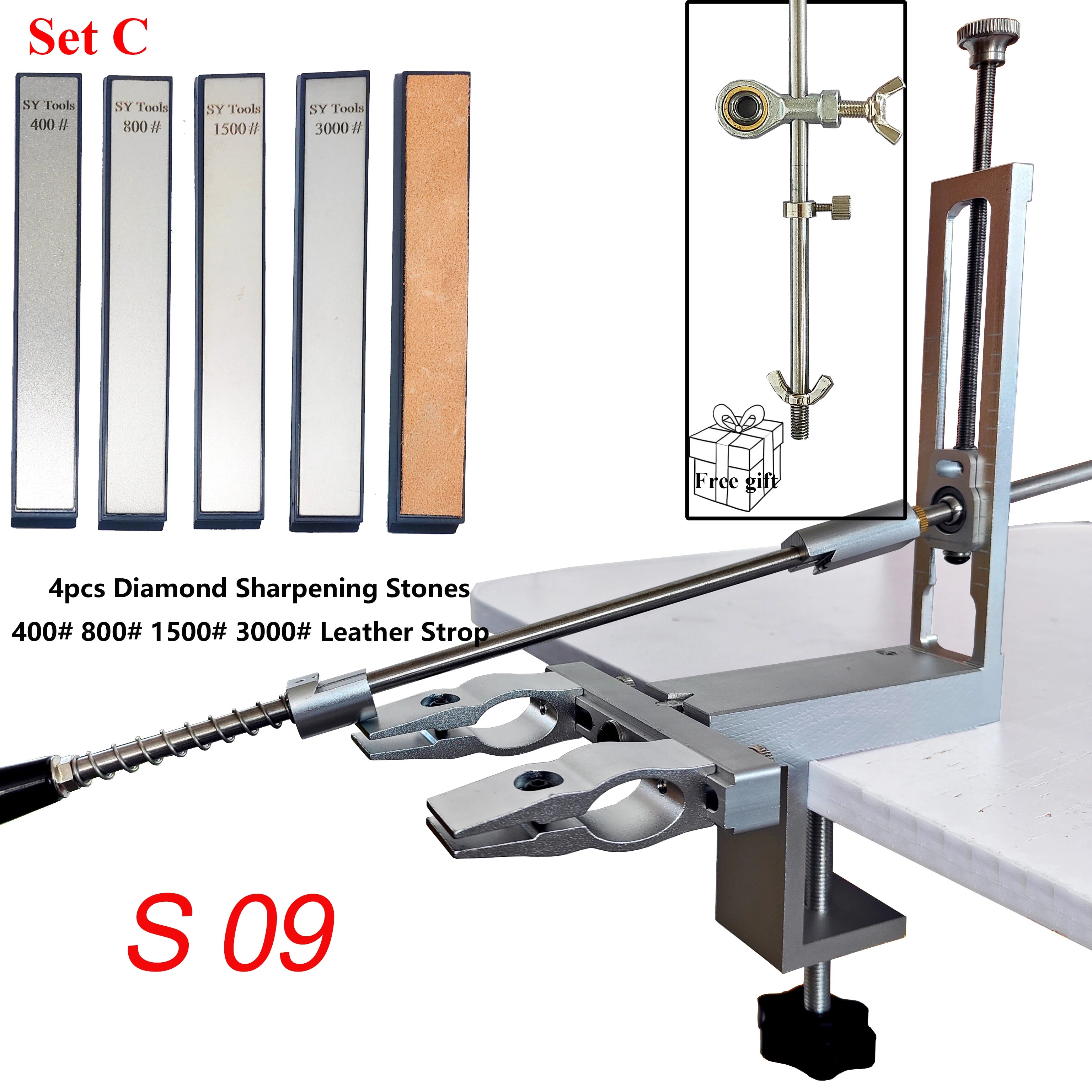 S09 New Design Professional Fixed Angle Apex Knife Sharpener Kitchen Knife tools Knife Sharpening System with diamond stones Set