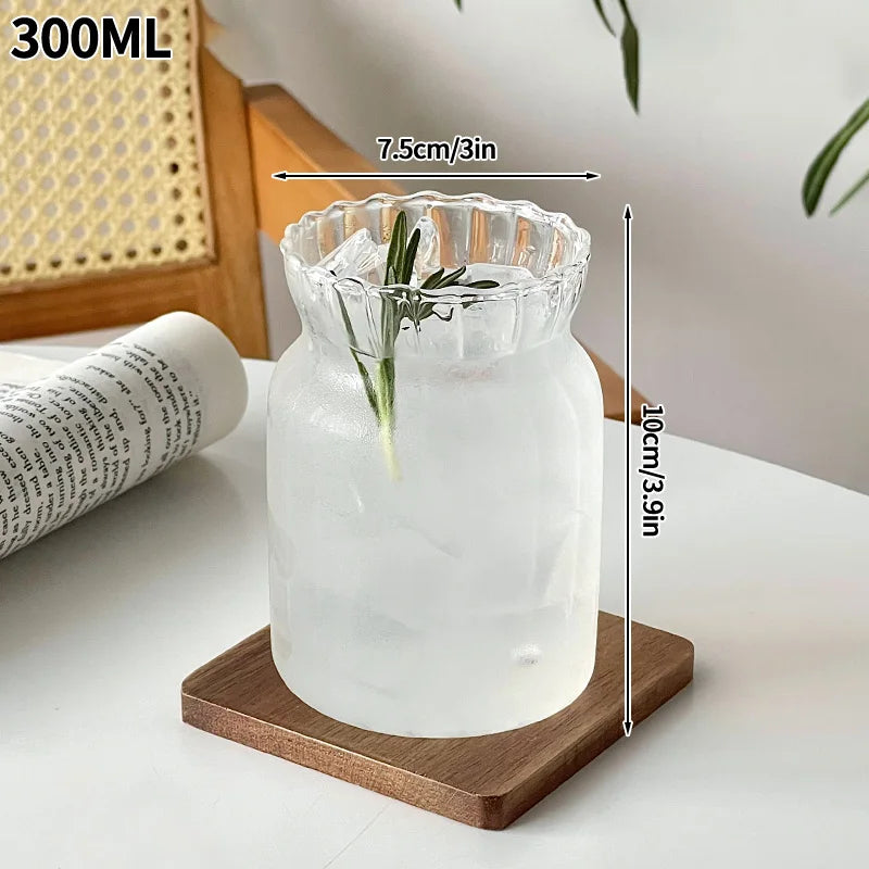 Transparant Drinking Glass Cup Creative Wave Shape Iced Coffee Tumbler Cup Juice Milk Tea Mug Drinkware Water Glasses Ripple Mug