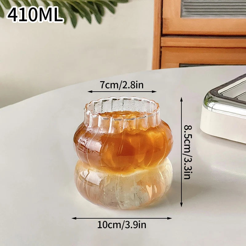 Transparant Drinking Glass Cup Creative Wave Shape Iced Coffee Tumbler Cup Juice Milk Tea Mug Drinkware Water Glasses Ripple Mug