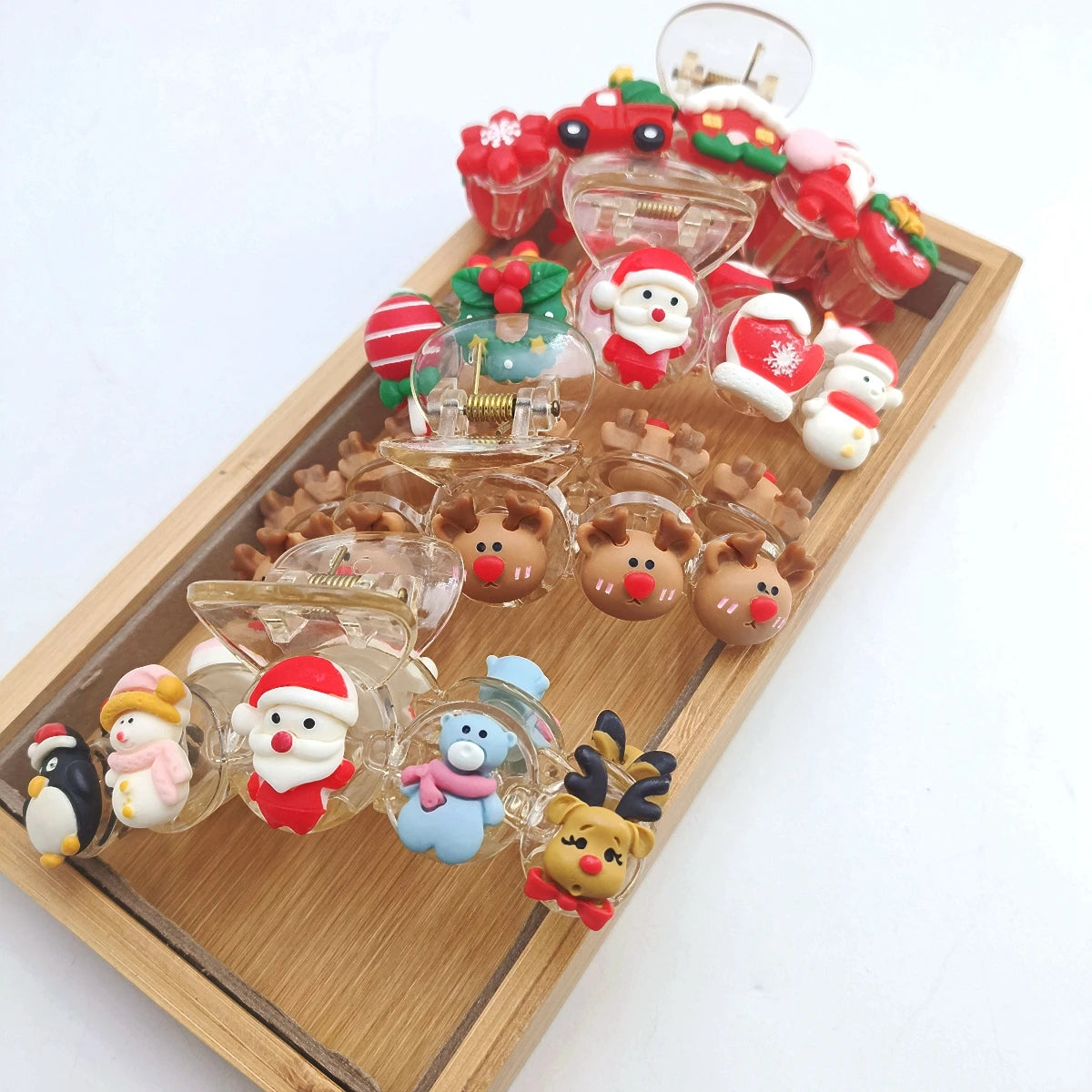 Christmas Transparent Acrylic Hair Clip New Cute Large Hair Claw Barrettes Santa Claus Hairpin Hair Accessories Headwear