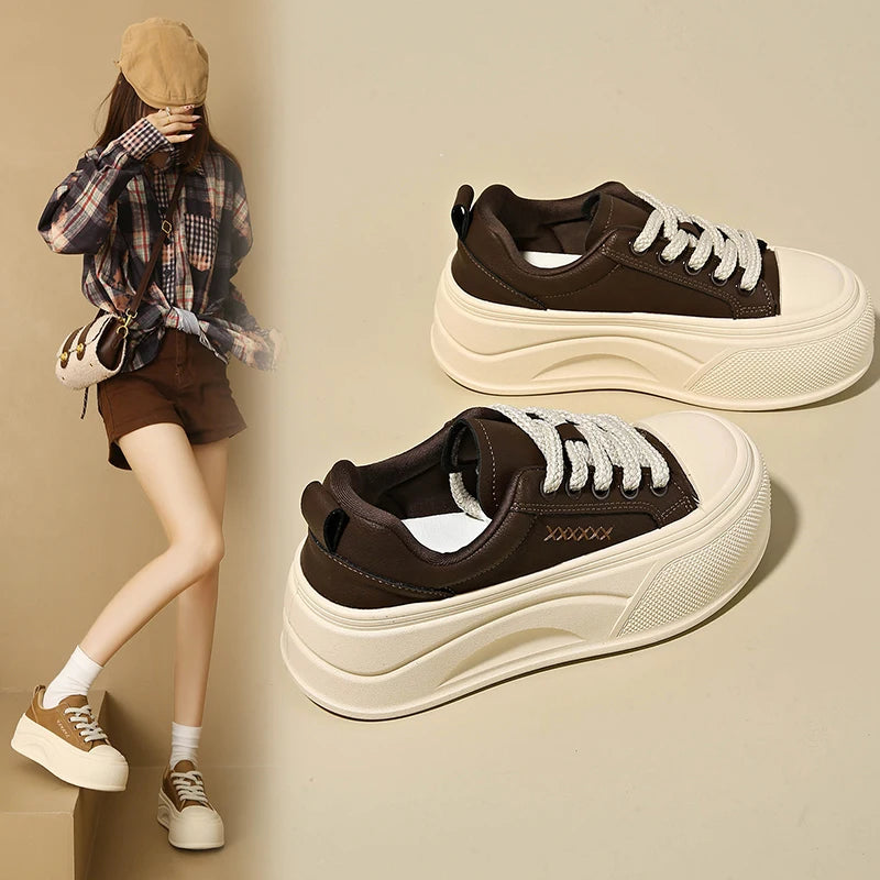 Platform casual sneakers with thick soles, stylish and versatile, height-increasing sports shoes 2810