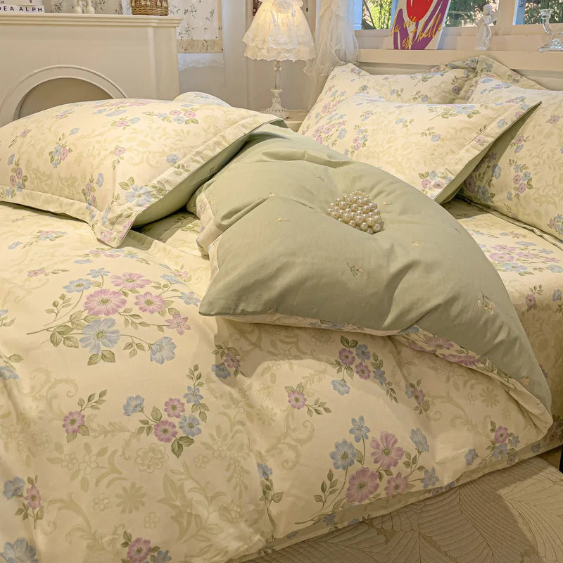 100% Cotton Luxury Floral Style Bedding Set 3 Piece, Duvet Cover Set 1 Duvet Cover 2 Pillowcase,Single/Double/200x200/220x240
