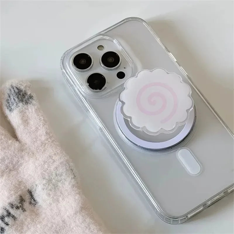 Korean Cute Fish Cake Rolls For Magsafe Magnetic Mobile Phone Holder For iPhone Samsung Foldable Wireless Charging Holder
