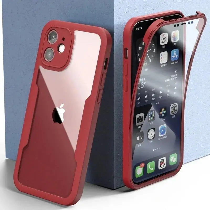 360 Full Body Front+Back Clear Case For iPhone 16 15 14 13 11 12 Pro Max XS X XR 7 8 Plus SE 2022 Silicone  Shockproof Cover