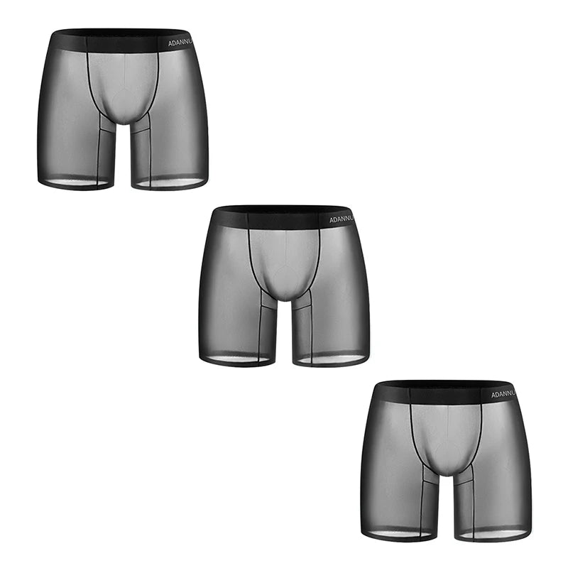 1/2/3 PCS Men's Ice Silk Boxers Transparent 0.01 Ultra-thin Fabric See Through Seamless Underwear antibacterial Boxer Shorts
